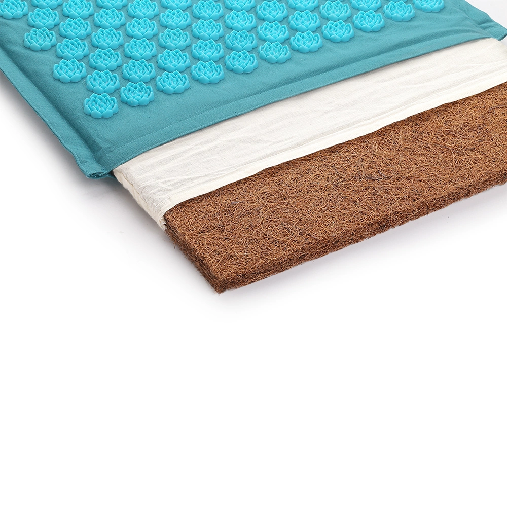 Eco Friendly Wholesale/Factory Natural Organic Linen Cotton Plastic Spikes Massage Acupressure Mat with Pillow